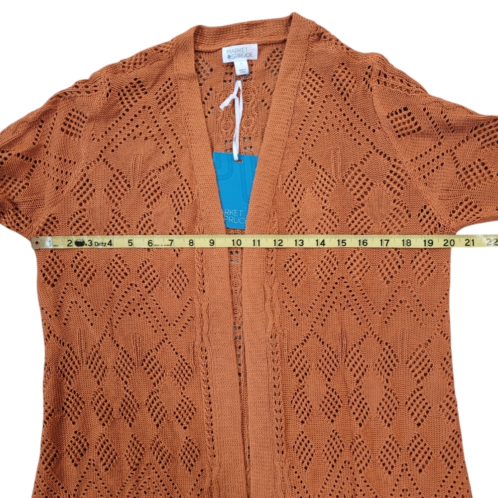 Market & Spruce Openwork Knit Cardigan - Rust - Picture 10 of 14
